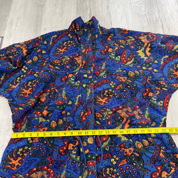 Vintage 80s 90s Retro Silk Full Zip Lightweight Long Sleeve Windbreaker Jacket - Picture 8 of 9